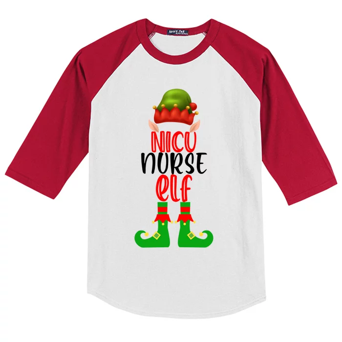 Funny Christmas Nurse Elf Outfit Funny Gift Kids Colorblock Raglan Jersey