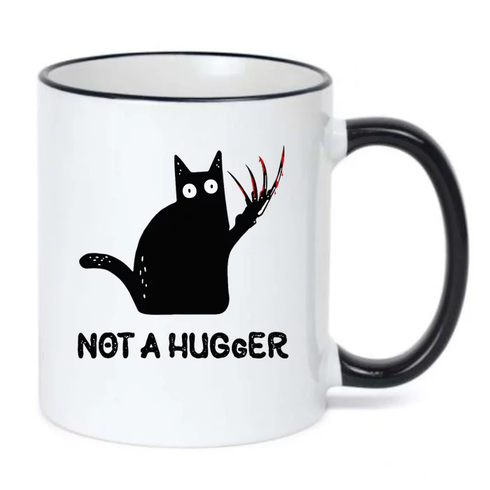 Funny Cat Not A Hugger Sarcastic Cat Saying Humor Joke Black Color Changing Mug