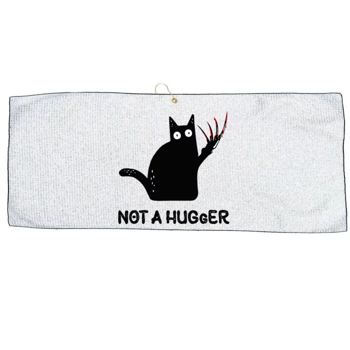 Funny Cat Not A Hugger Sarcastic Cat Saying Humor Joke Large Microfiber Waffle Golf Towel