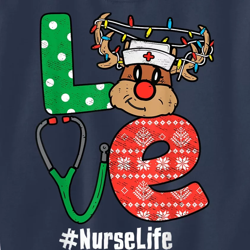 Funny Christmas Nurse Stethoscope Christmas Reindeer Nurse Kids Sweatshirt