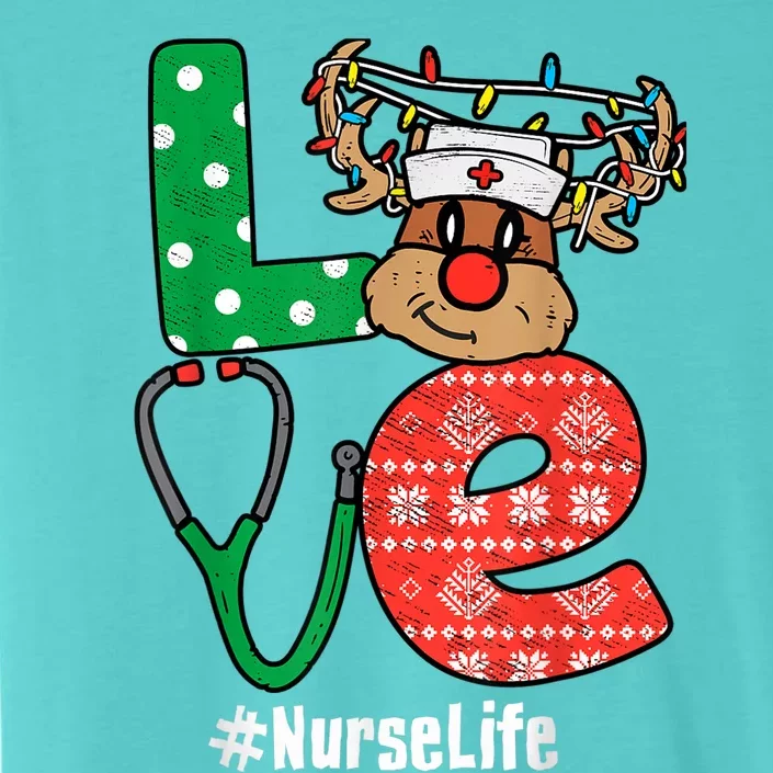 Funny Christmas Nurse Stethoscope Christmas Reindeer Nurse ChromaSoft Performance T-Shirt