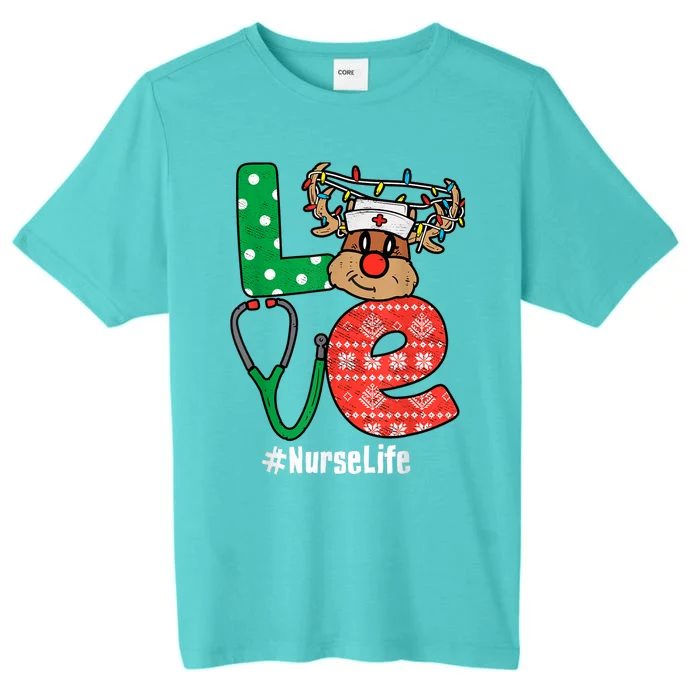 Funny Christmas Nurse Stethoscope Christmas Reindeer Nurse ChromaSoft Performance T-Shirt