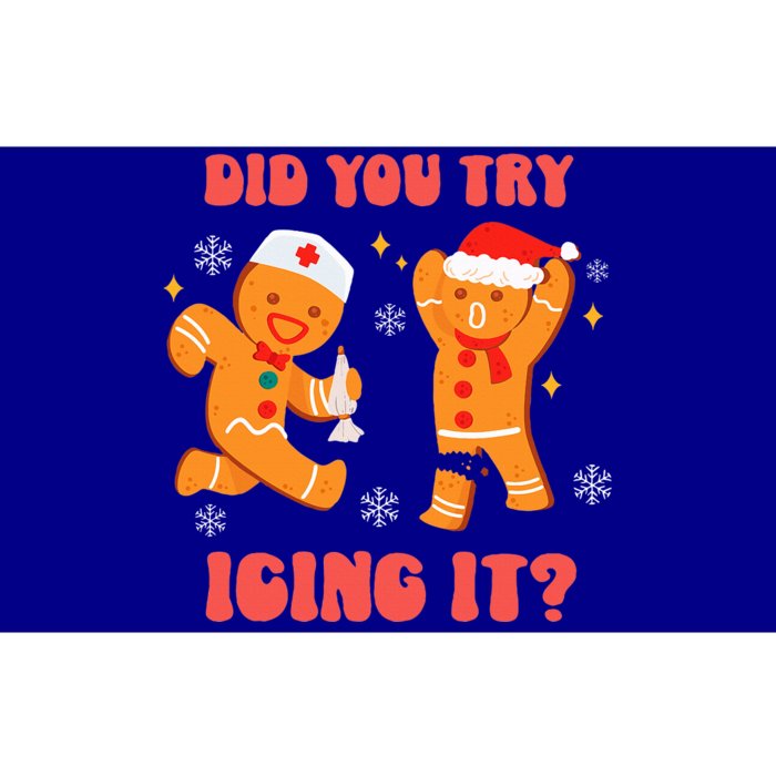 Funny Christmas Nurse Gingerbread Man Did You Try Icing It Bumper Sticker