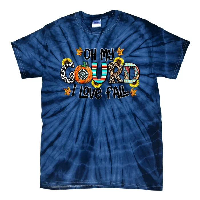 Funny Cute Oh My Gourd I Love Fall Western Autumn Vibes Thanksgiving Tie-Dye T-Shirt