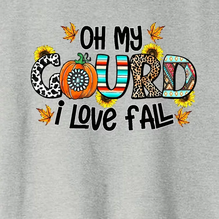 Funny Cute Oh My Gourd I Love Fall Western Autumn Vibes Thanksgiving Women's Crop Top Tee