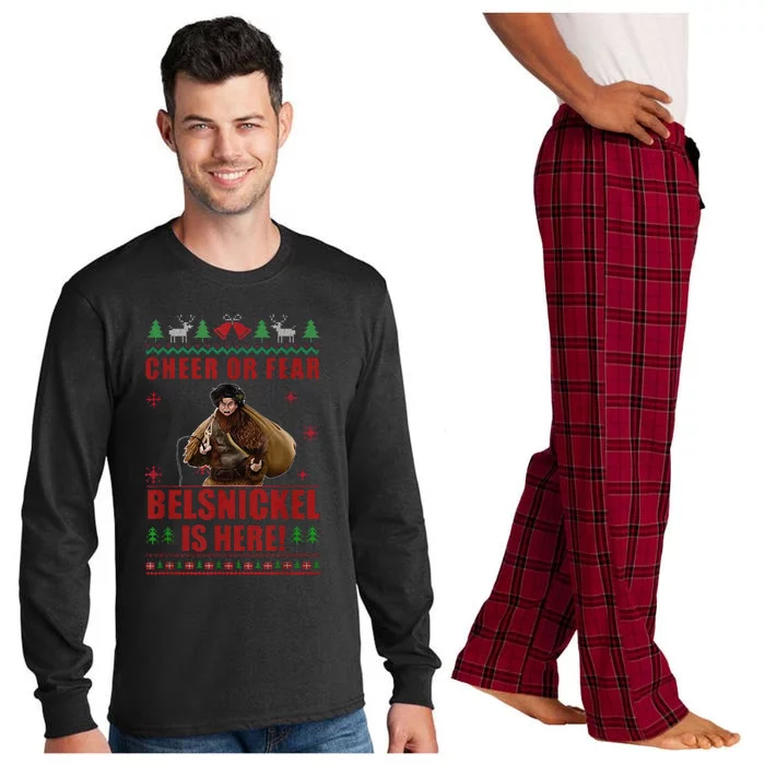 Funny Cheer Or Fear Belsnickel Is Here Christmas Ugl Funny Xmas Long Sleeve Pajama Set