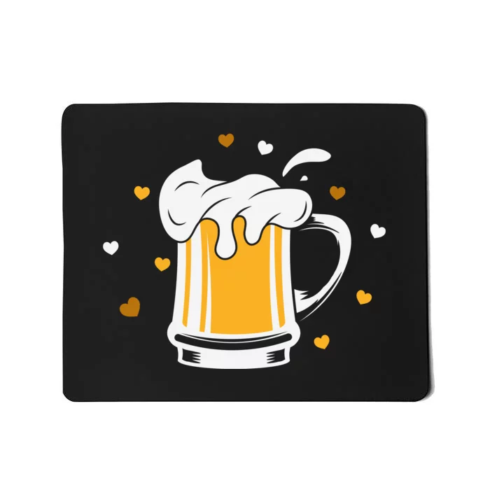 Full Cup Of Beer And Foam Drinking Love Valentine Gift For Valentine Day Mousepad