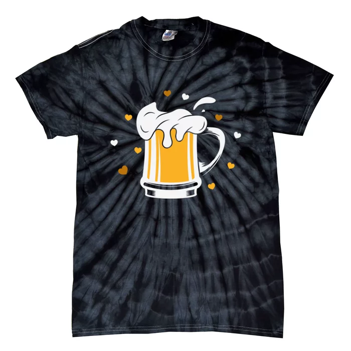 Full Cup Of Beer And Foam Drinking Love Valentine Gift For Valentine Day Tie-Dye T-Shirt