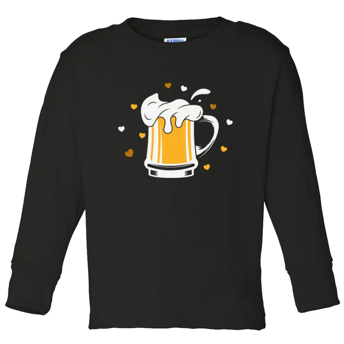 Full Cup Of Beer And Foam Drinking Love Valentine Gift For Valentine Day Toddler Long Sleeve Shirt