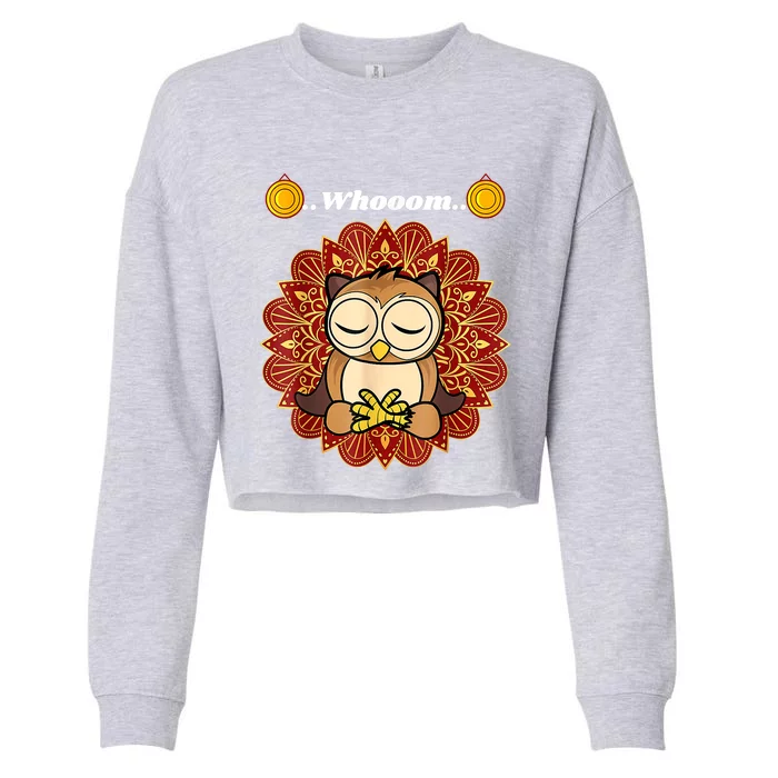 Funny Cute Owl Whom Design Cropped Pullover Crew