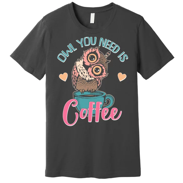 Funny Cute Owl You Need Is Coffee Premium T-Shirt