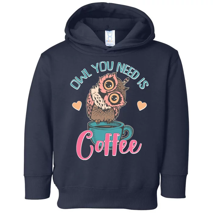 Funny Cute Owl You Need Is Coffee Toddler Hoodie