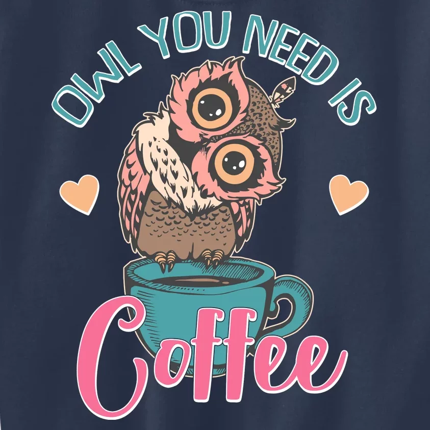 Funny Cute Owl You Need Is Coffee Kids Sweatshirt