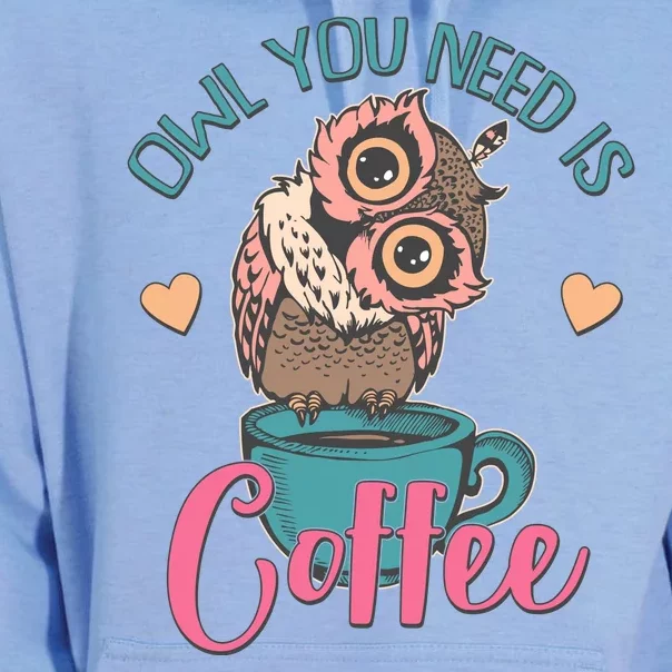 Funny Cute Owl You Need Is Coffee Unisex Surf Hoodie