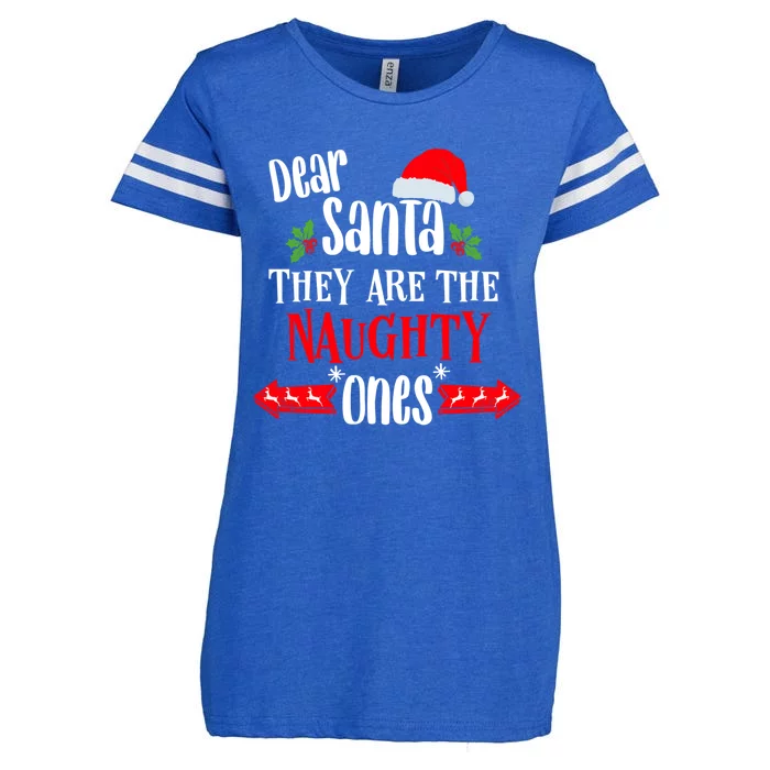 Family Christmas Outfit Dear Santa They Are The Naughty Ones Gift Enza Ladies Jersey Football T-Shirt