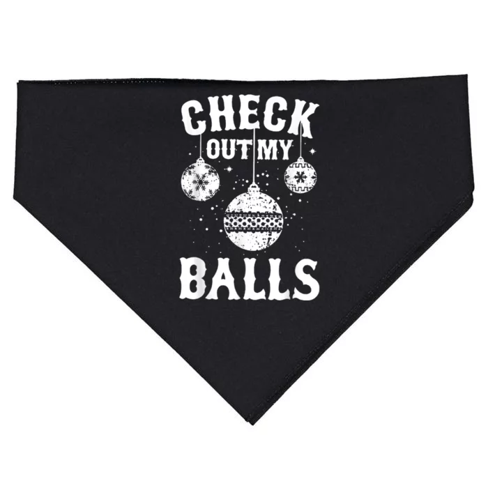 Funny Check Out My Balls Dirty Christmas Pajama Xmas USA-Made Doggie Bandana