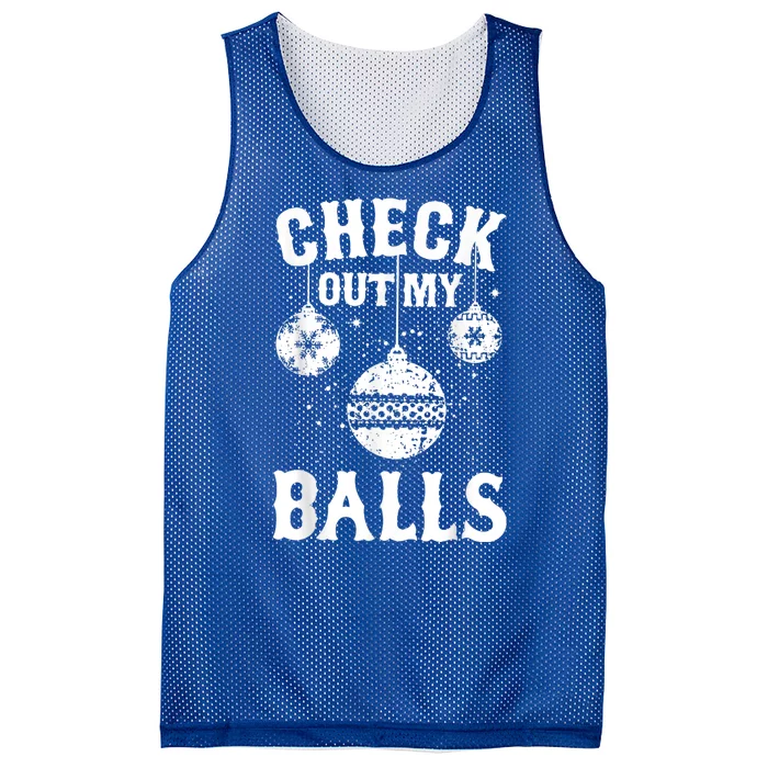 Funny Check Out My Balls Dirty Christmas Pajama Xmas Mesh Reversible Basketball Jersey Tank