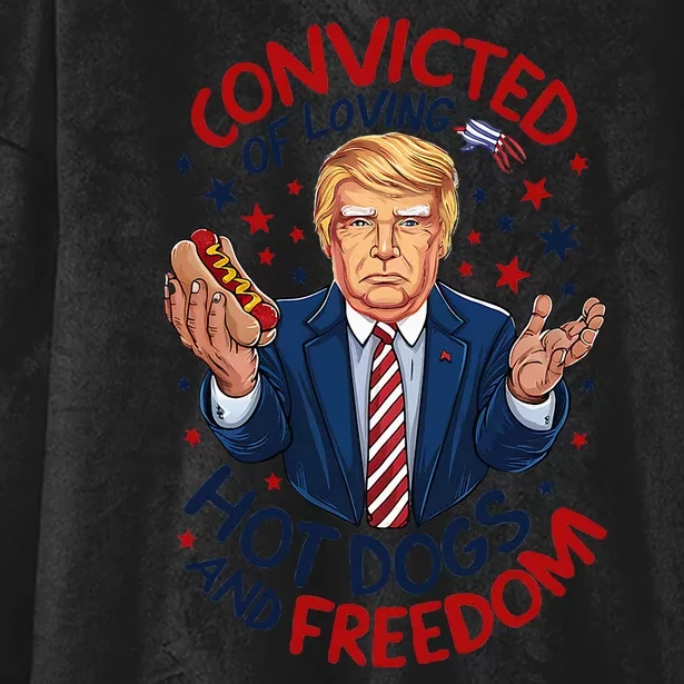 Funny Convicted Of Loving Hot Dogs And Freedom Hooded Wearable Blanket