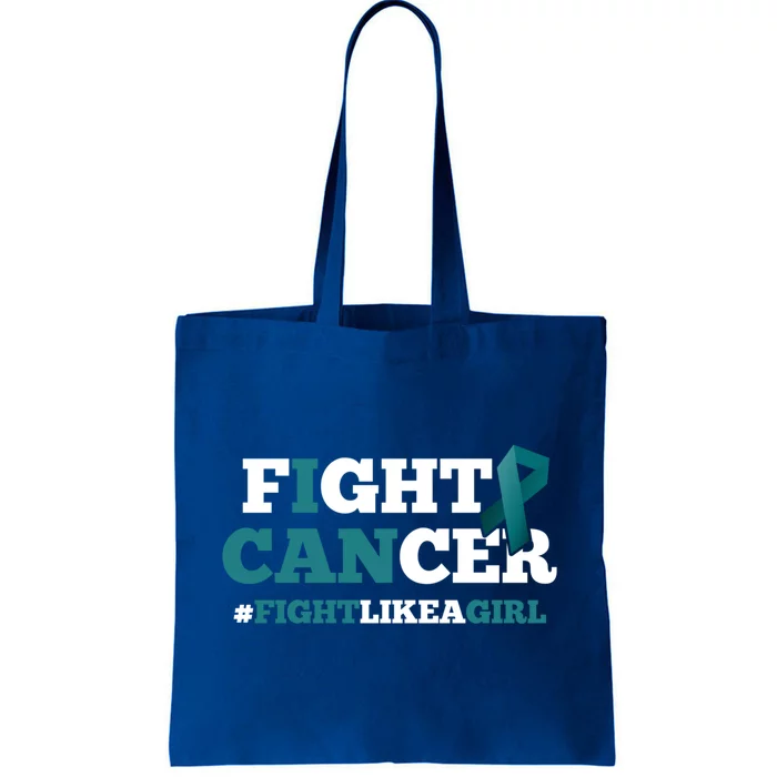 Fight Cancer Ovarian Teal Support Ribbon Gift Awareness Tote Bag