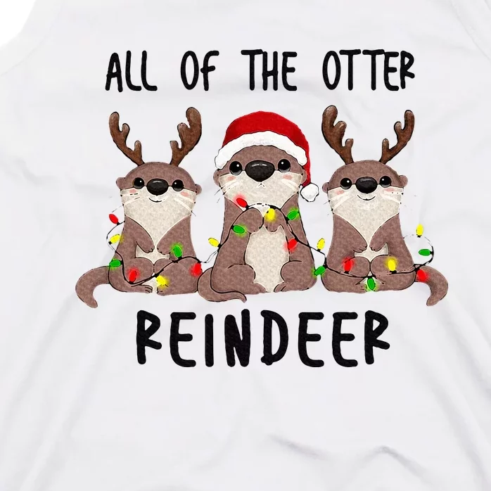 Funny Christmas Otters Cute All of the Otter Reindeer Tank Top