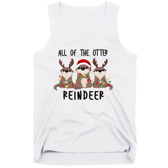 Funny Christmas Otters Cute All of the Otter Reindeer Tank Top