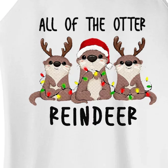 Funny Christmas Otters Cute All of the Otter Reindeer Women’s Perfect Tri Rocker Tank