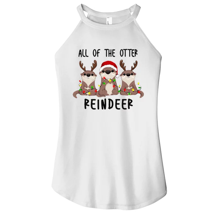 Funny Christmas Otters Cute All of the Otter Reindeer Women’s Perfect Tri Rocker Tank