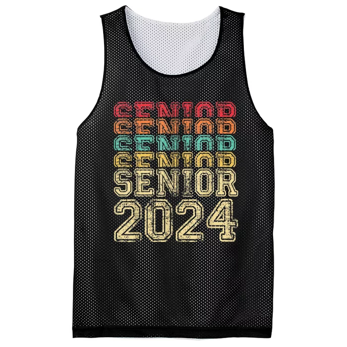 Funny Class Of 2024 Graduate Vintage Senior 24 Party Him Her Mesh Reversible Basketball Jersey Tank