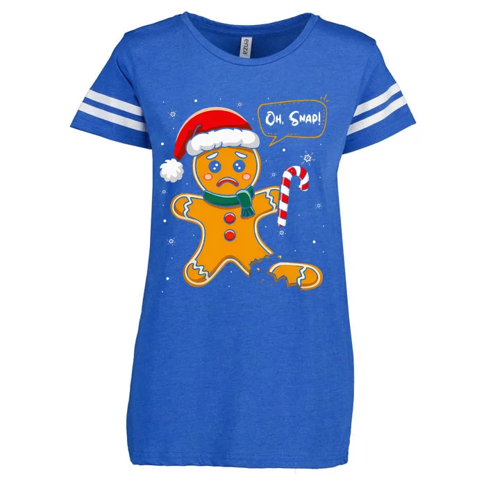 Funny Christmas Oh Snap Gingerbread Man Cookie X Mas Pjs Enza Ladies Jersey Football T-Shirt