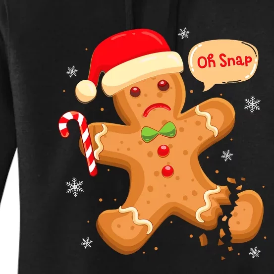 Funny Christmas Oh Snap Gingerbread Man Cookie X Mas Pjs Women's Pullover Hoodie