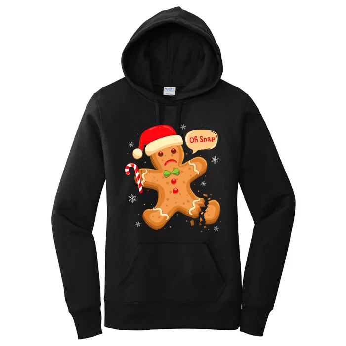 Funny Christmas Oh Snap Gingerbread Man Cookie X Mas Pjs Women's Pullover Hoodie