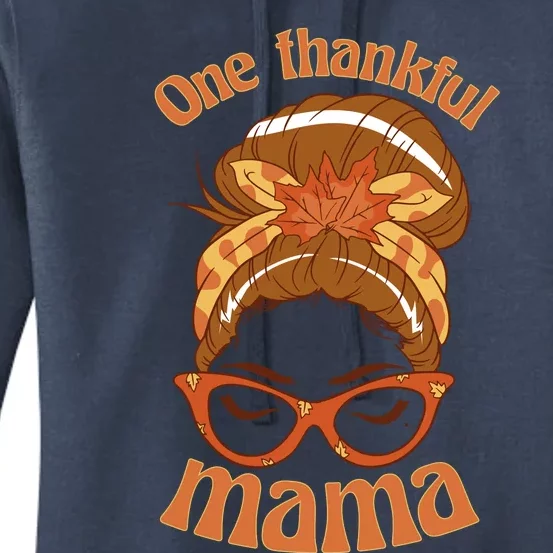 Funny Cute One Thankful Mama Autumn Festive Hair Bun Women's Pullover Hoodie