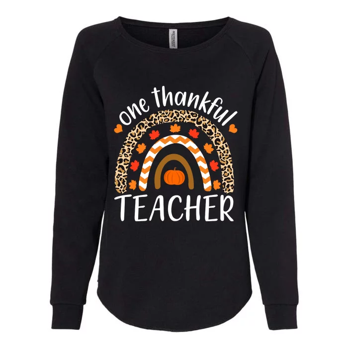 Funny Cute One Thankful Teacher, Autumn Fall Leopard Design Womens California Wash Sweatshirt