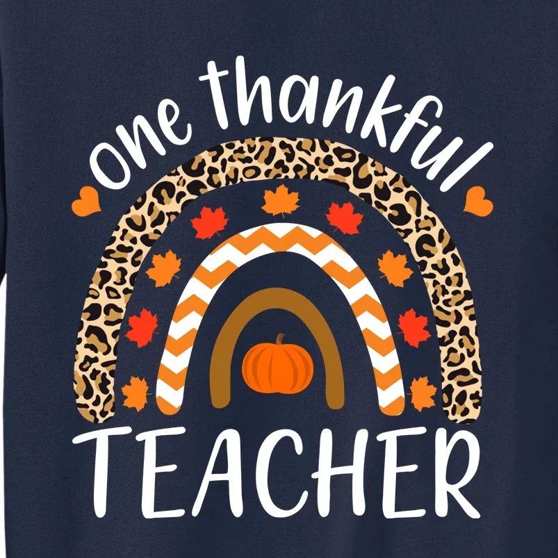 Funny Cute One Thankful Teacher, Autumn Fall Leopard Design Tall Sweatshirt