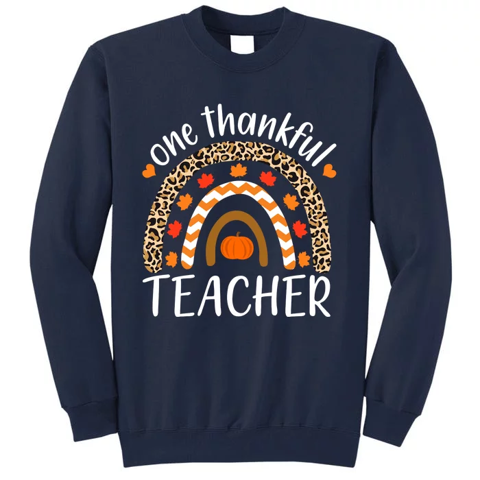 Funny Cute One Thankful Teacher, Autumn Fall Leopard Design Tall Sweatshirt