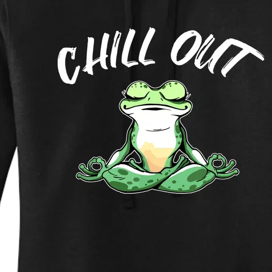 Frog Chill Out Funny Meditation Yoga Women's Pullover Hoodie