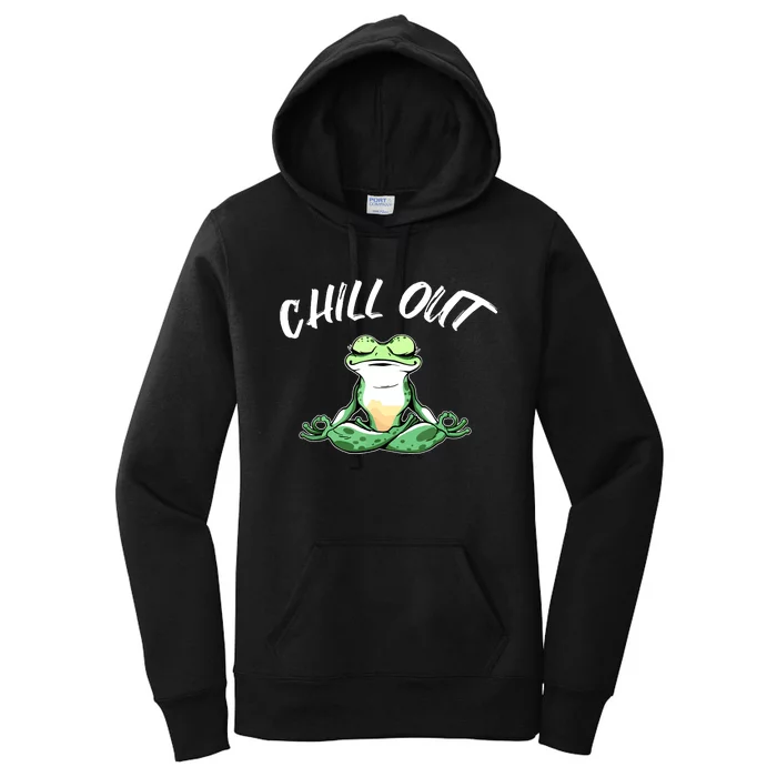 Frog Chill Out Funny Meditation Yoga Women's Pullover Hoodie