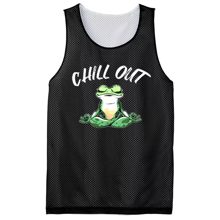 Frog Chill Out Funny Meditation Yoga Mesh Reversible Basketball Jersey Tank