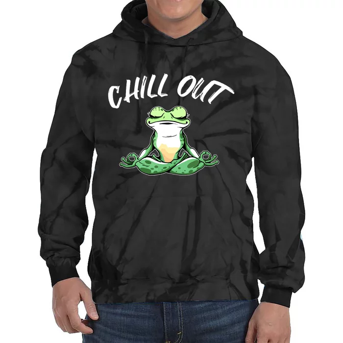 Frog Chill Out Funny Meditation Yoga Tie Dye Hoodie