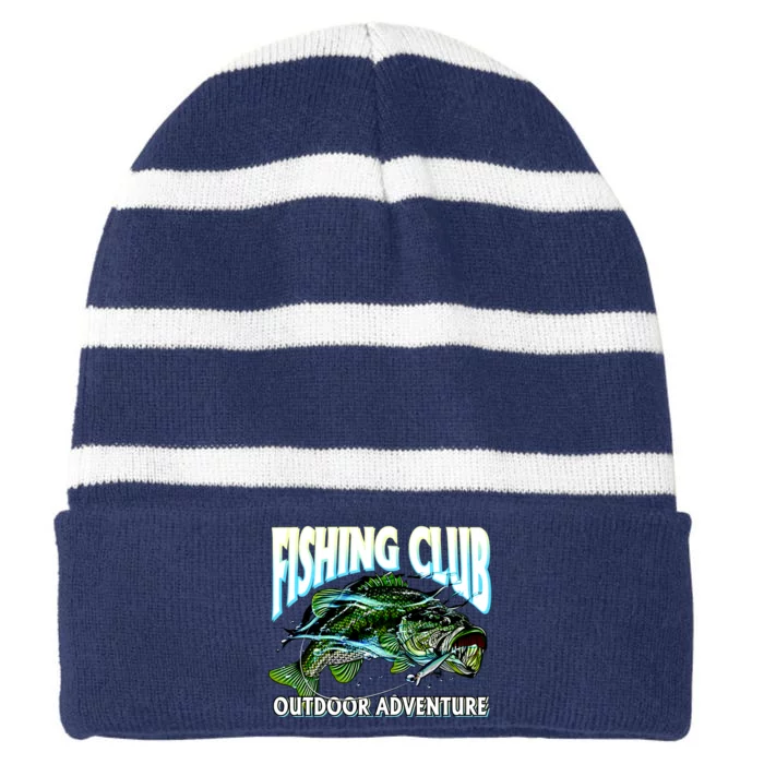 Fishing Club Outdoor Adventure Striped Beanie with Solid Band