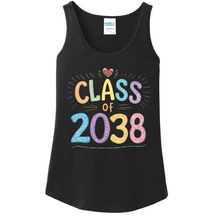 Funny Class Of 2038 Grow With Me First Day Of School Ladies Essential Tank