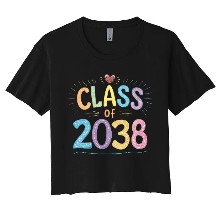 Funny Class Of 2038 Grow With Me First Day Of School Women's Crop Top Tee