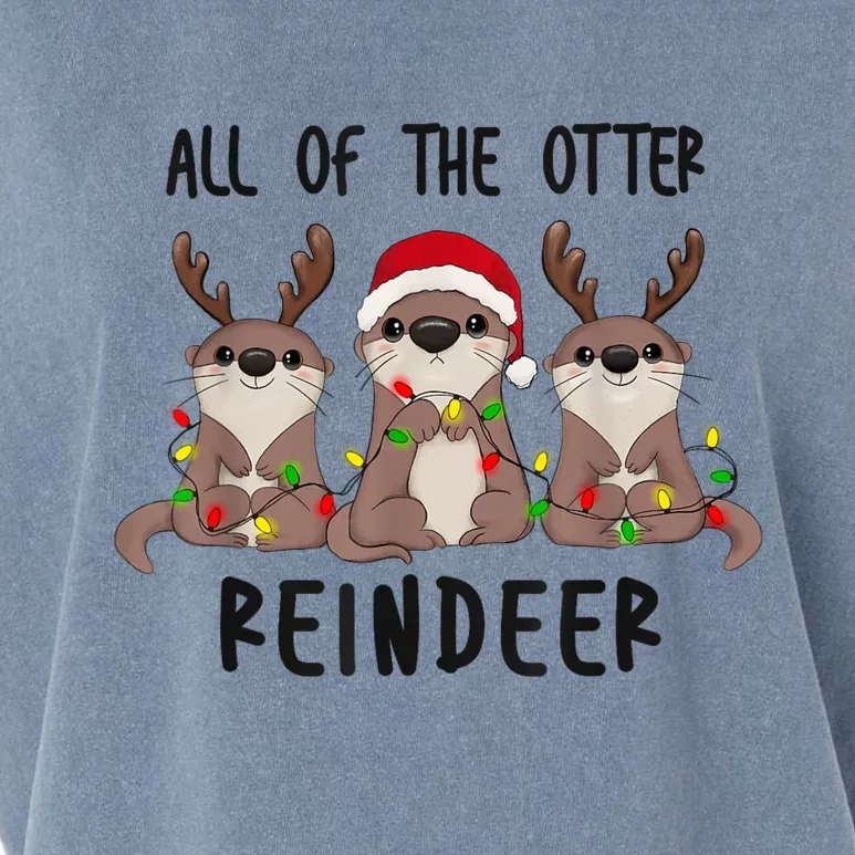 Funny Christmas Otters Cute All Of The Otter Reindeer Garment-Dyed Women's Muscle Tee