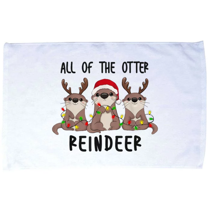 Funny Christmas Otters Cute All Of The Otter Reindeer Microfiber Hand Towel