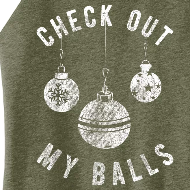 Funny Check Out My Balls Dirty Christmas Pajama Xmas Women’s Perfect Tri Rocker Tank