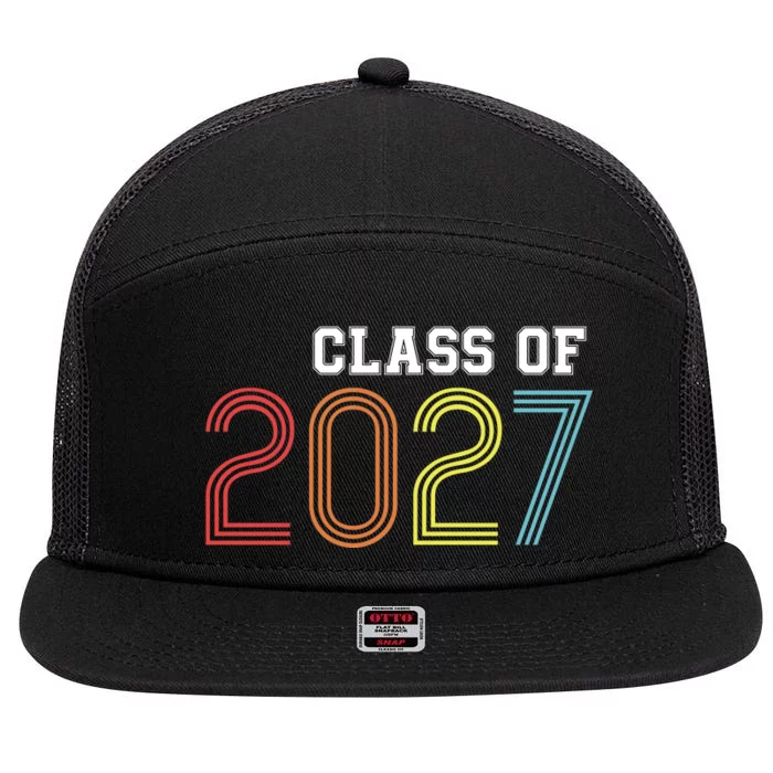 Funny Class Of 2027 Graduation Senior Class 2027 Senior Funny 2027 Graduation 7 Panel Mesh Trucker Snapback Hat