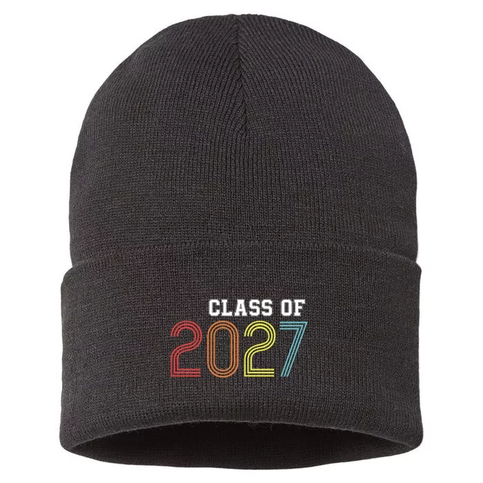 Funny Class Of 2027 Graduation Senior Class 2027 Senior Funny 2027 Graduation Sustainable Knit Beanie