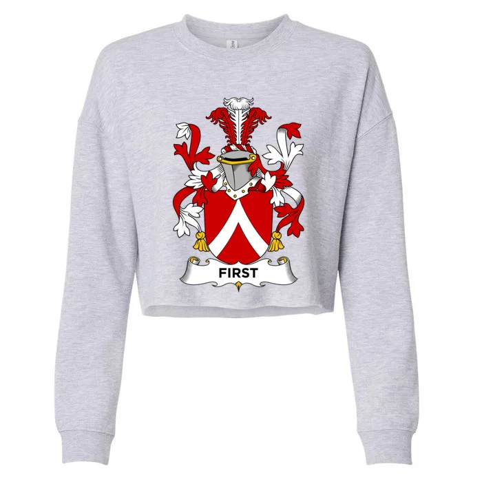 First Coat Of Arms Gift Family Crest Gift Cropped Pullover Crew