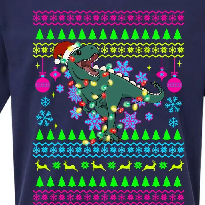 Funny Christmas Outfit Ugly Christmas Trex Gift Sueded Cloud Jersey T-Shirt