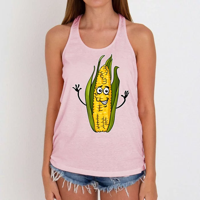 Funny Corn On The Cob Farmers Food Women's Knotted Racerback Tank